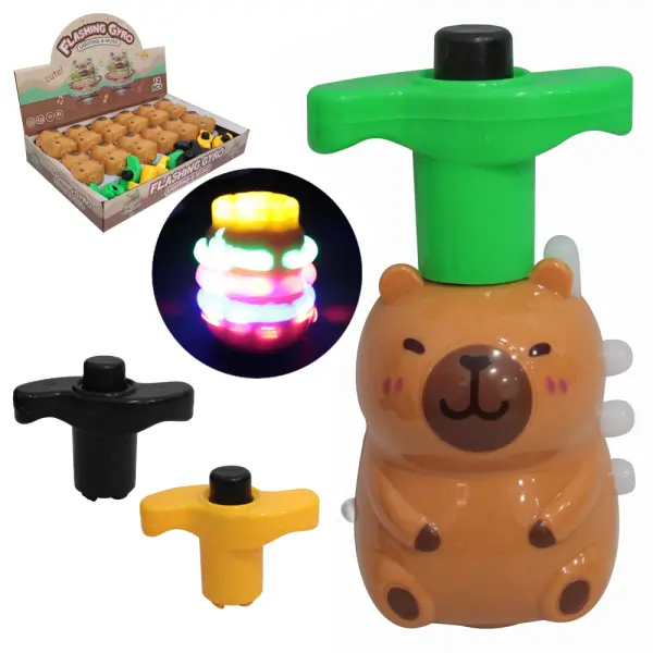 Pião Eletrônico Automático Com Som E Luz Capivara - Marrom